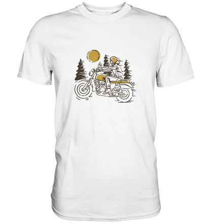 Motorradfahrer mit Landschaft stilisiert - Premium Unisex Shirt - mehrere Farben