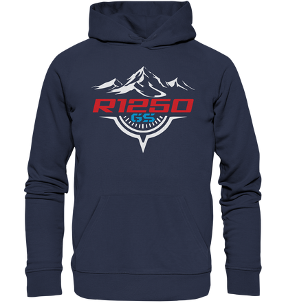 Motiv (vorne) R1250GS Berge und Kompass - Premium Unisex Hoodie