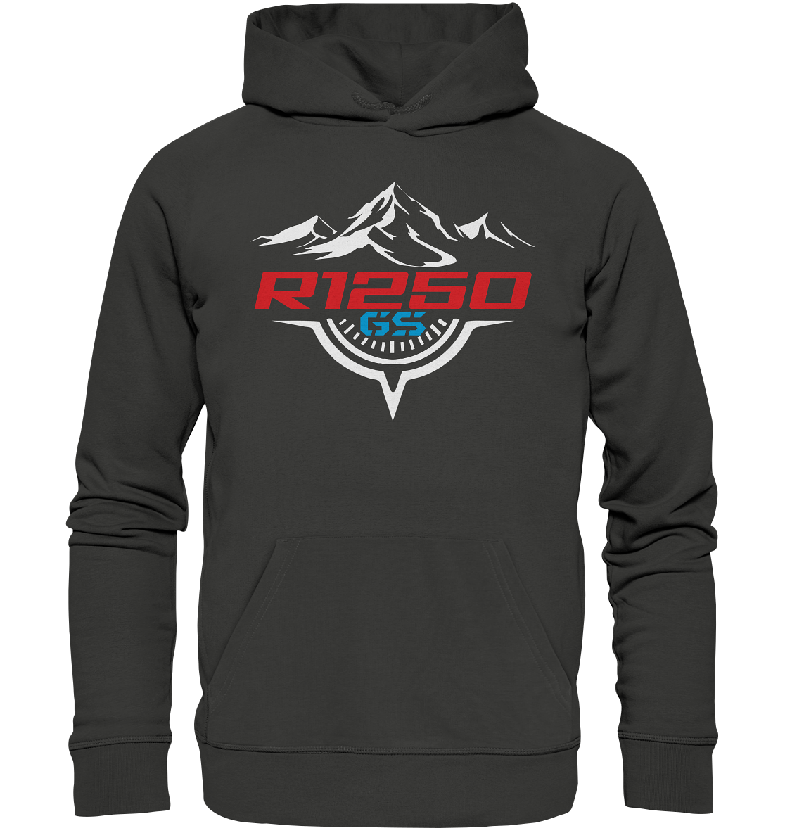 Motiv (vorne) R1250GS Berge und Kompass - Premium Unisex Hoodie