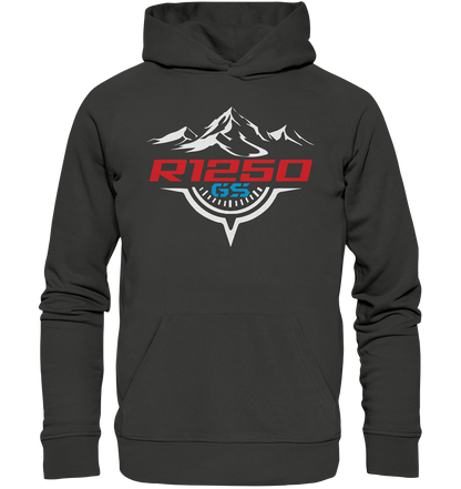 Motiv (vorne) R1250GS Berge und Kompass - Premium Unisex Hoodie