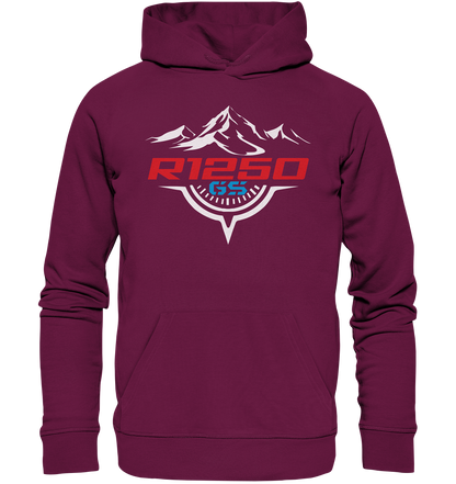 Motiv (vorne) R1250GS Berge und Kompass - Premium Unisex Hoodie