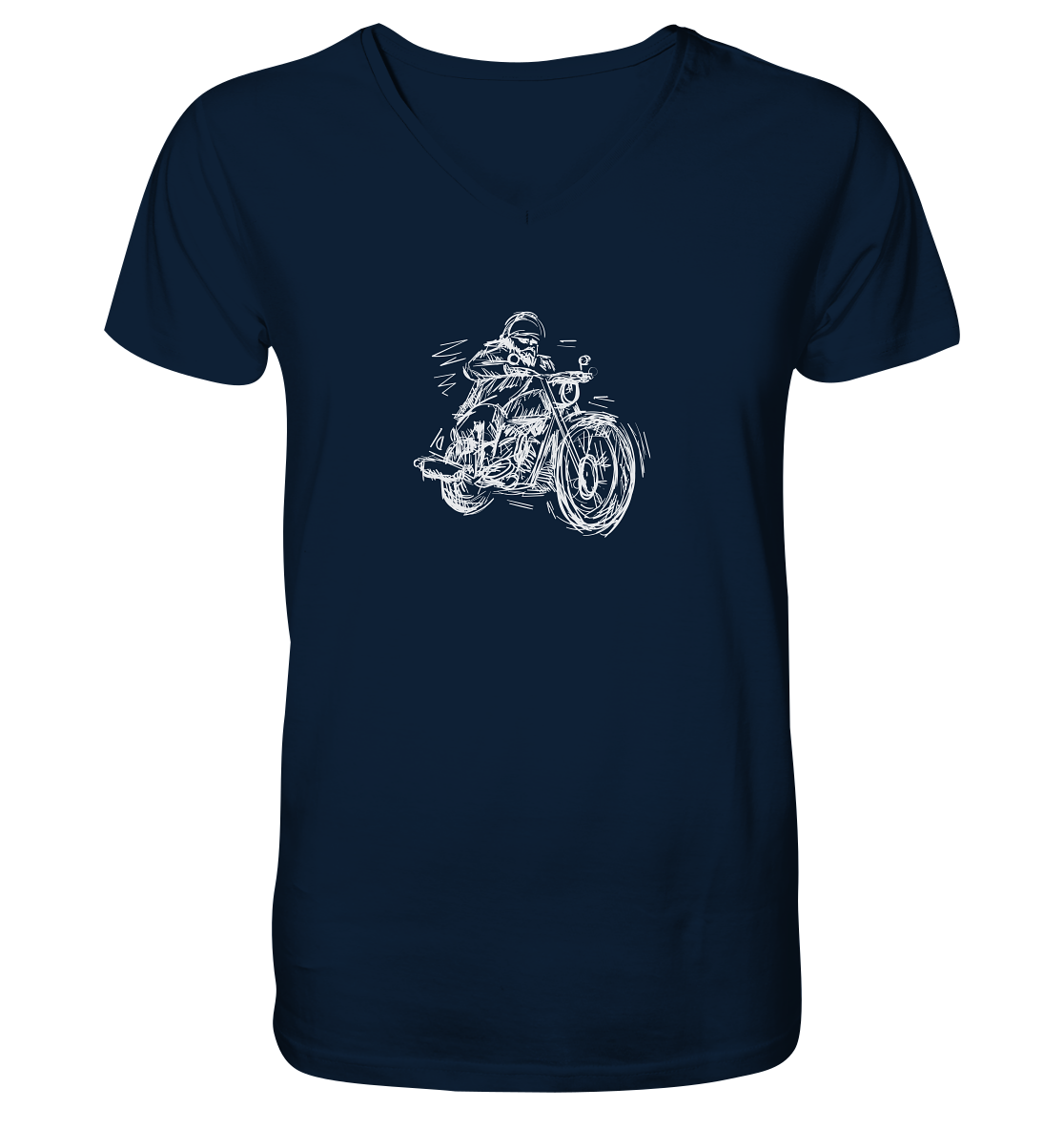 Stilisierter Biker weiß - Premium V-Neck Shirt - mehrere Farben