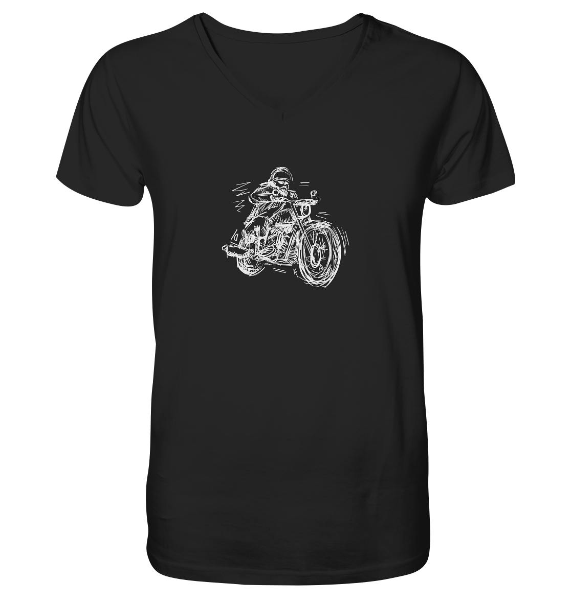 Stilisierter Biker weiß - Premium V-Neck Shirt - mehrere Farben