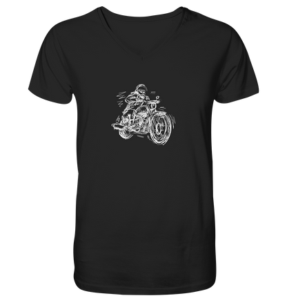 Stilisierter Biker weiß - Premium V-Neck Shirt - mehrere Farben