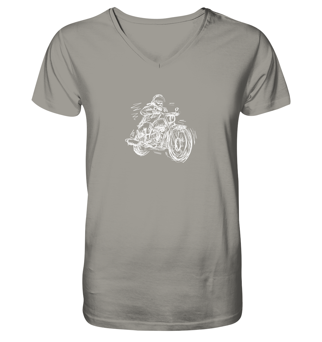 Stilisierter Biker weiß - Premium V-Neck Shirt - mehrere Farben