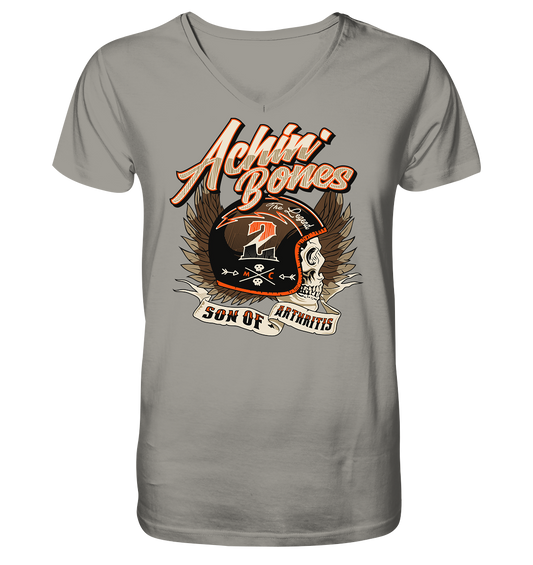 Sons of Arthritis - Achin Bones - V-Neck Shirt. Motiv Vorderseite.