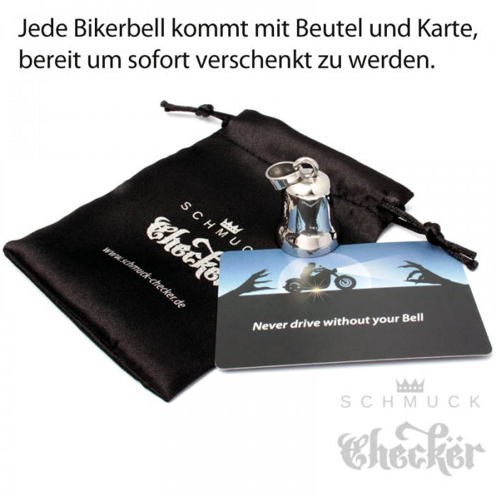 Glücksglocke - Live to Ride Biker-Bell mit Adler silber/gold poliert