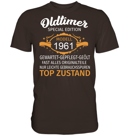 Personalisierbar - Oldtimer, gewartet, gepflegt, geölt - Premium unisex Shirt