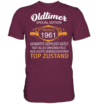 Personalisierbar - Oldtimer, gewartet, gepflegt, geölt - Premium unisex Shirt
