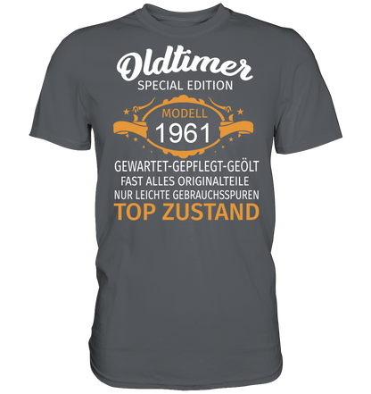 Personalisierbar - Oldtimer, gewartet, gepflegt, geölt - Premium unisex Shirt