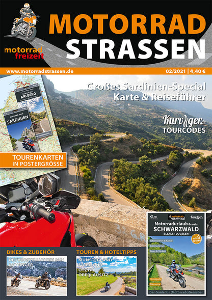 Motorradstrassen/Motorradfreizeit Ausgabe 02-2021 mit 2 Tourenkarten - Sonderpreis
